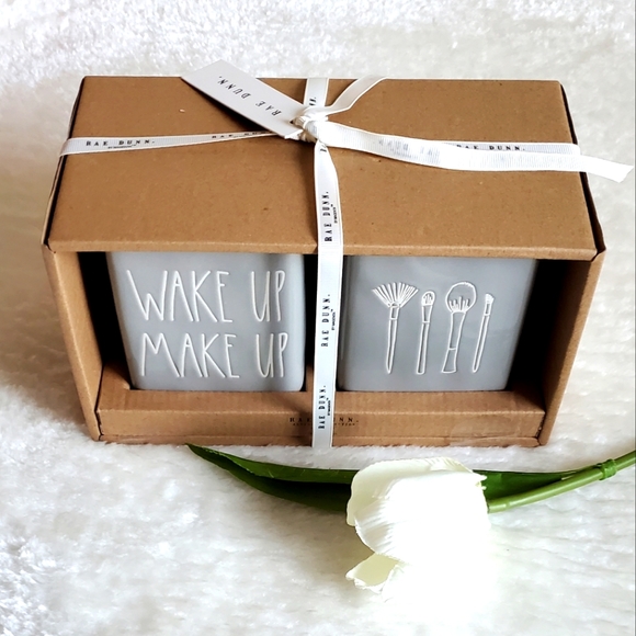 Rae Dunn Other - Rae Dunn Wake Up Make Up Holder 2 Pcs